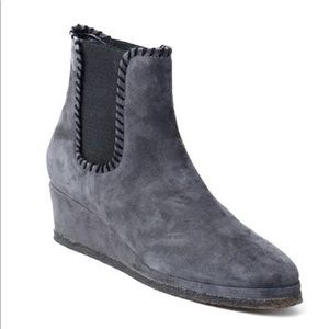 Michele Negri Firenze Gray Suede Wedge Bootie 38 / US 7